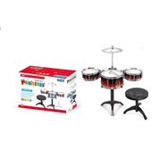 BATERIA MUSICAL INFANTIL CRIANÇA JAZZ DRUM COM BANQUETA INSTRUMENTO SUPER ROCK STAR COMPLETA