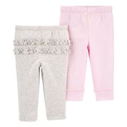 CALÇA BEBÊ FEMININO 2PÇS CARTER´S Tamanho:3M;Cor:Cinza+Rosa;Gênero:Menina