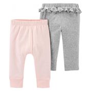 CALÇA BEBÊ FEMININO 2PÇS CARTER´S Tamanho:3M;Cor:Cinza+Rosa;Gênero:Menina