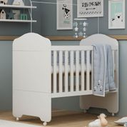 Berço Americano 2 em 1 Evolutivo Mini Cama MDF Rodinha Bebê Infantil Regulagem Altura Quarto Branco