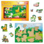 Quebra Cabeça Infantil de Madeira MDF Encaixe Fazendinha
