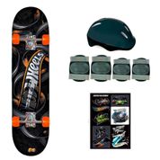 Skate Hot Wheels Com Acessórios de Segurança Preto - Fun Divirta-se