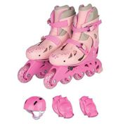 Patins Ajustável - In-Line - Acessórios - Rosa - 34 a 37 - Fênix
