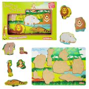 Quebra Cabeça Infantil de Madeira MDF Encaixe Safari 8 Pçs