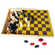 Xadrez Escolar com Damas - Jogo de Tabuleiro
