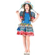 Fantasia Junina Luxo - Vestido Caipirinha Azul - Tam M - Sulamericana