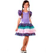 Fantasia de Festa Junina de Luxo - Vestido Lilás Com Babado - Sulamericana