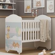 Berço Americano 2 em 1 Evolutivo Mini Cama MDF Rodinha Bebê Infantil Regulagem Altura Quarto Branco