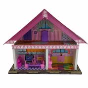 Casinha de boneca para brincar em mdf pintada e adesivada luxo