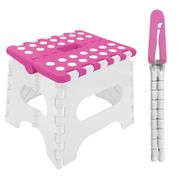Banquinho Dobrável Degrau Infantil Banco para Meninas Rosa Buba