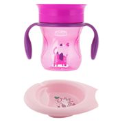 Kit de Alimentação - Copo Perfect Cup - 200ml e Prato Bowl - Rosa - Chicco