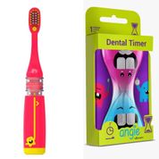 ESCOVA MAGIC BRUSH MACIA ROSA + DENTAL TIMER - ANGIE 5 ANOS+