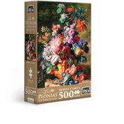 Quebra-Cabeça - 500 Peças - Game Office - Flores - Peônias na Porcelana - Nano - Toyster