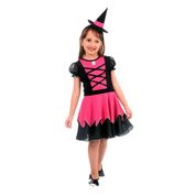 Fantasia de Bruxa Lila Com Chapéu Halloween Infantil