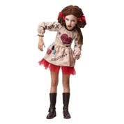 Fantasia Boneca Voodoo Infantil Com Peruca de Halloween