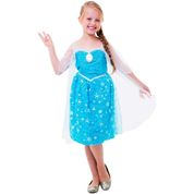 Fantasia Frozen Infantil de Luxo Vestido Elsa Com Som e Luz Princesas Disney