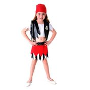 Fantasia Pirata Feminino Infantil Completa Com Bandana