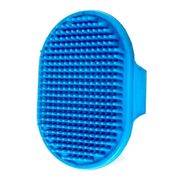 Escova De Silicone Para Pets Cães E Gatos Banho Azul