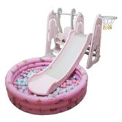 Playground Infantil 4x1 com Piscina de Bolinhas Rosa BWPLP4X1RS (Escorregador, Balanço, Cesta de Basquete)