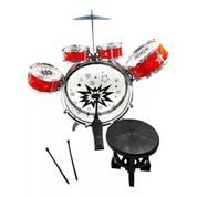 Mini Bateria Infantil BW039VM Vermelha com Banquinho