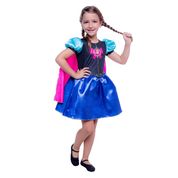 Fantasia Frozen Infantil Vestido Anna Pop Com Capa