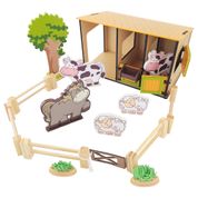 Kit Fazendinha De Brinquedo Estábulo Completo Madeira 26 Pçs