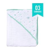 Toalha De Banho Soft Com Capuz Estampada Star Verde Papi