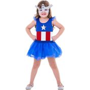 Fantasia Capitão América Feminino Infantil Body e Tutu