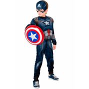 Fantasia Capitão America Infantil Luxo Com Escudo Vingadores 2 Com Músculo