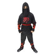 Fantasia de Ninja Infantil Samurai Preto Com Faixas