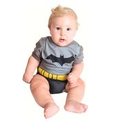 Fantasia do Batman Bebê Body Verão Com Capa G 7 - 9 Meses