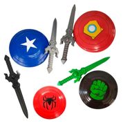 Kit Super Herois Com Espada e Escudo Brinquedo de Plástico