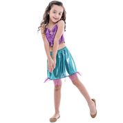 Fantasia Ariel Infantil Cropped e Saia