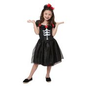 Fantasia de Halloween Infantil Esqueleto Skull Rose Com Tiara Florida