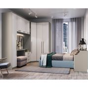 Quarto Modulado Elegance Solteiro 7 Portas - Cinza/Off White