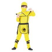 Fantasia de Ninja Infantil de Luxo Samurai Amarelo Com Gorro