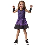 Fantasia de Vampira Infantil Com Luvas Vestido de Halloween