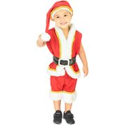 Fantasia De Papai Noel Infantil Curta Luxo Com Gorro