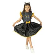 Fantasia Halloween Infantil Vestido Gatinha Com Orelhinhas