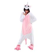 Fantasia Macacão de Unicórnio Kigurumi Infantil Branco e Rosa Com Capuz