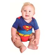 Fantasia Super Homem Bebe Body Algodão Com Capa  M 4 - 6 Meses