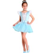 Fantasia Princesa Cristal Infantil Verão Luxo Vestido Azul M 5 - 8