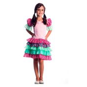 Vestido de Festa Junina Caipira Caipirinha Infantil Luxo Babados