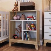 Estante Infantil Favo de Mel com 4 Nichos - Natural/Branco