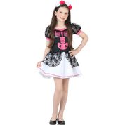 Fantasia de Halloween de Caveira Mexicana Infantil de Luxo Com Tiara