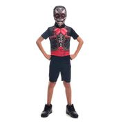 Fantasia de Halloween Infantil Masculina Esqueleto Mariachi Curto Com Máscara