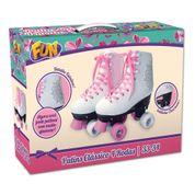Patins Clássico 4 Rodas - Branco e Rosa - Tamanho 33 e 34 - Fun