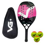 Kit Raquete de Beach Tennis Classic Full Carbon com 3 Bolas e Bolsa de Transporte VG Plus