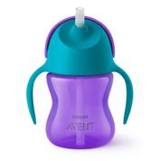 Copo com Canudo - Dinossauro Roxo e Azul - 200 Ml - Philips Avent