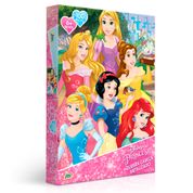 Quebra-Cabeça Metalizado - Disney - Princesas - 100 Peças - Toyster